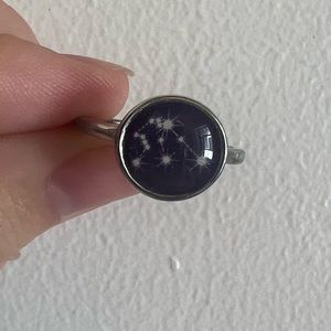 Hot Topic, Aquarius Star Constellation Ring, Silver band blue jewel w/ stars